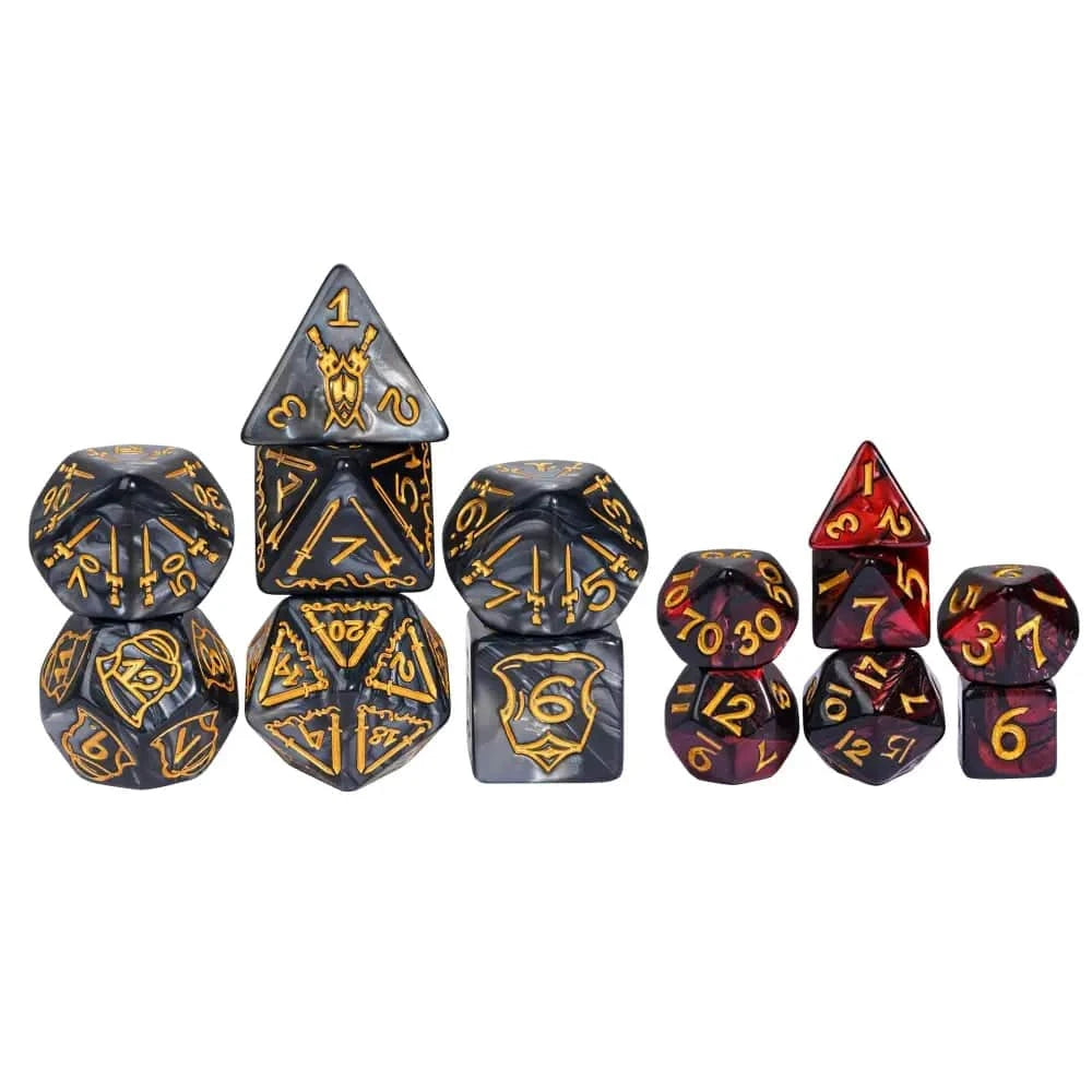 25mm Big Size DnD Dice Set with Shield Sword Pattern 7Pcs/Set High Quality Polyhedral Dice D4~D20 for D&D Role Playing Games - The Adventurer's Chest