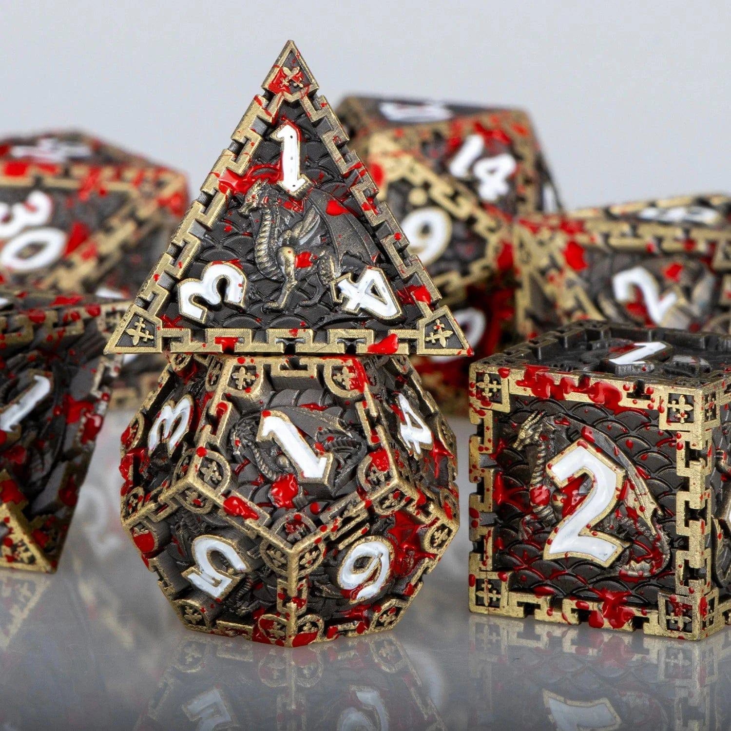 D&D Dungeon and Dragon DND D20 Dice Set Role Playing Game Metal Polyhedral Dice Set for RPG Board Games D20 D12 D10 D8 D6 D4 - The Adventurer's Chest