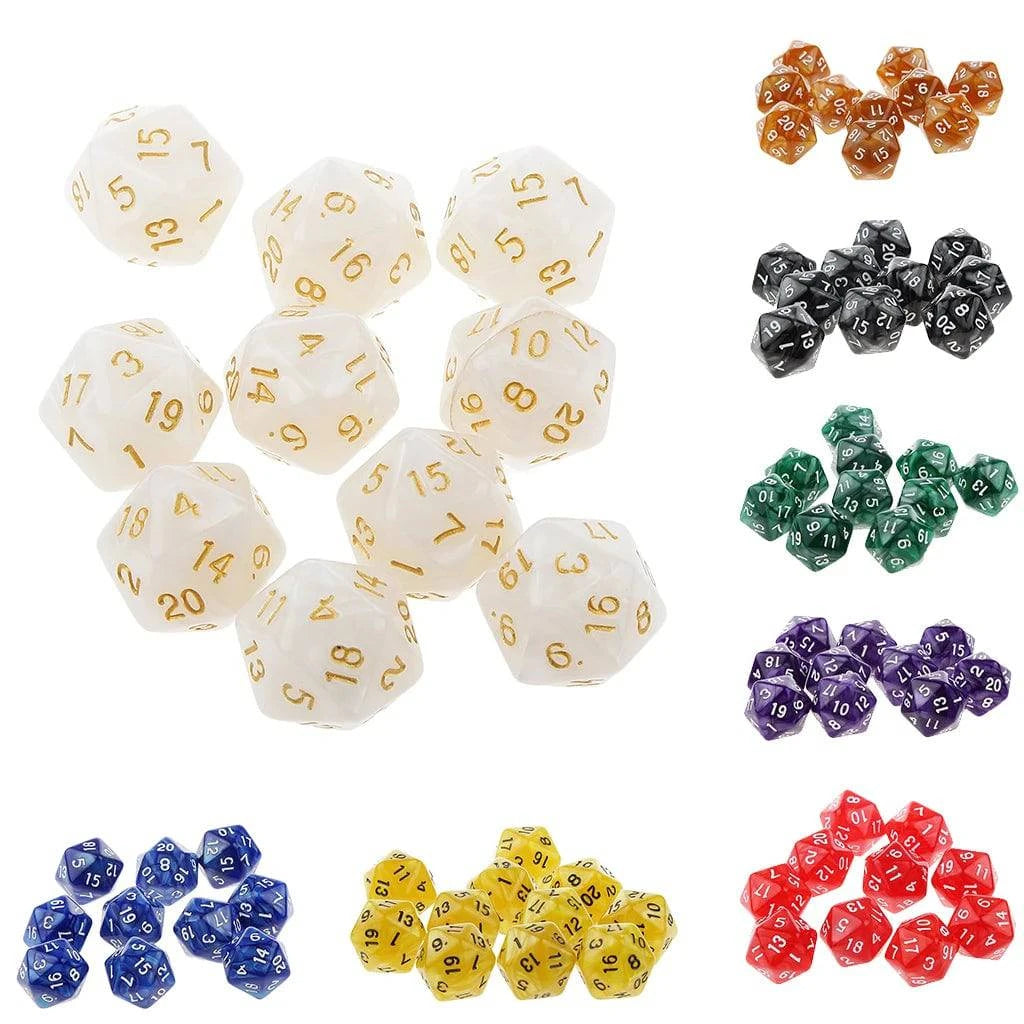 10pcs/Set D20 Colored Acrylic Polyhedral Dice 20-sided Dice Game Set Two-COLORS Swirl DND Dice Set for D&D TRPG Board Game Dice - The Adventurer's Chest