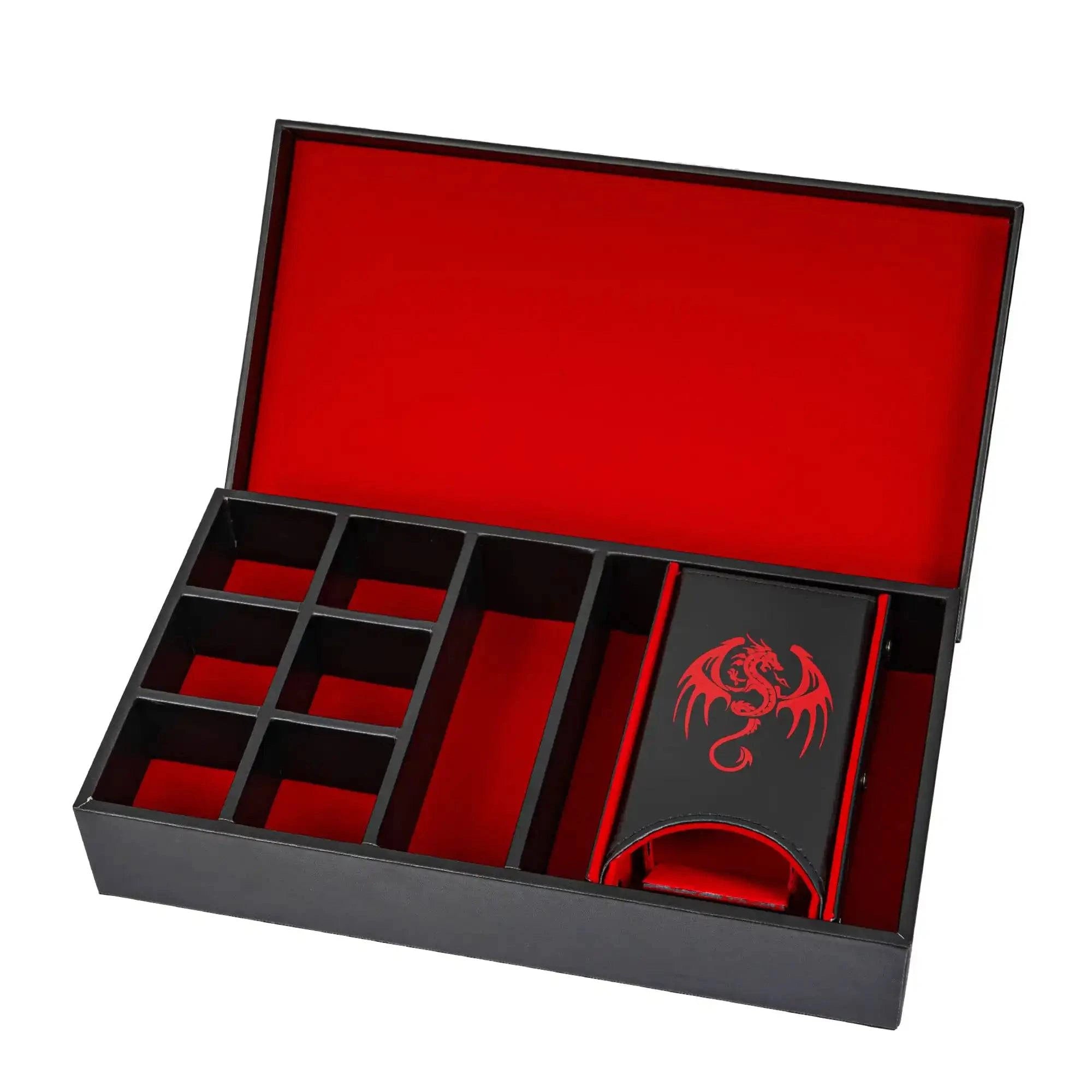 Premium 3-in-1 Dragon Dice Holder: Leather Dice Case, Rolling Tray, and Tower for D&D & RPG Enthusiasts