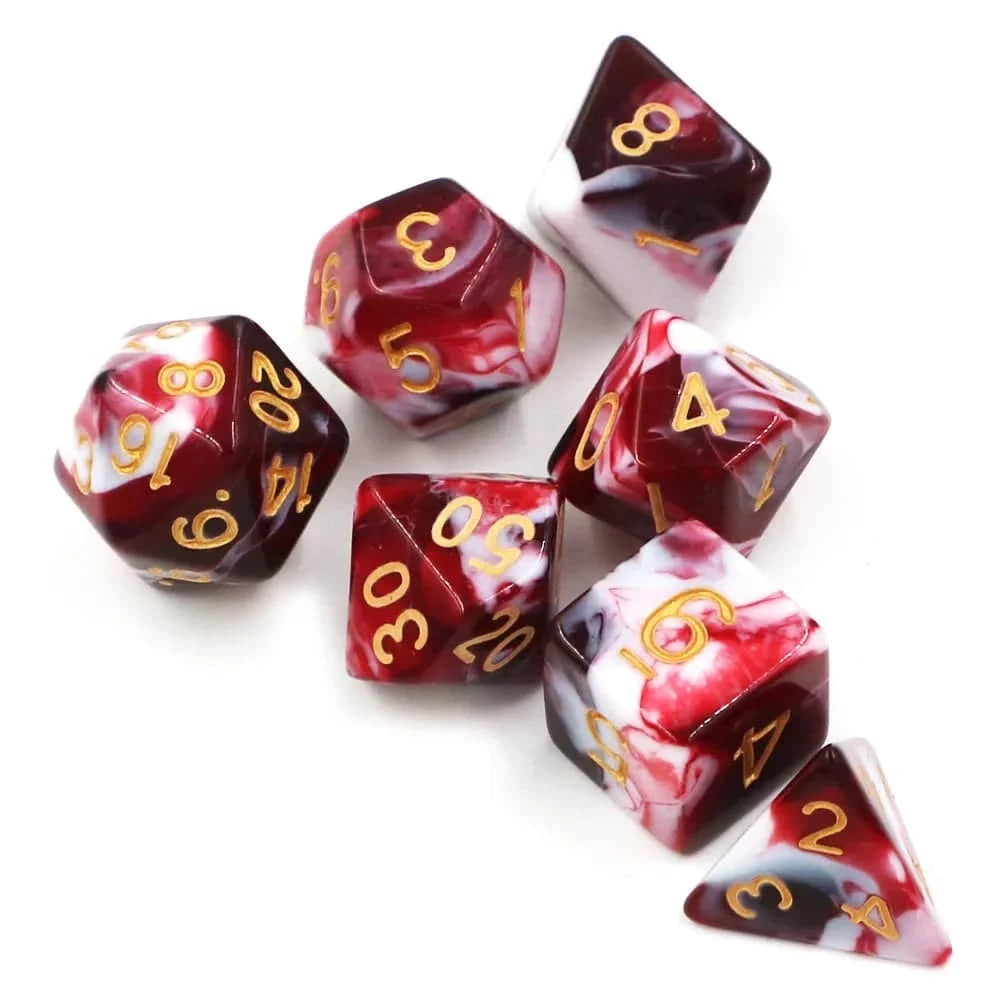 7pcs Polyhedral Dice Set Double-Colors Red White Digital Dice  D4 D6 D8 D10 D% D12 D20 Family Party Game Dice - The Adventurer's Chest