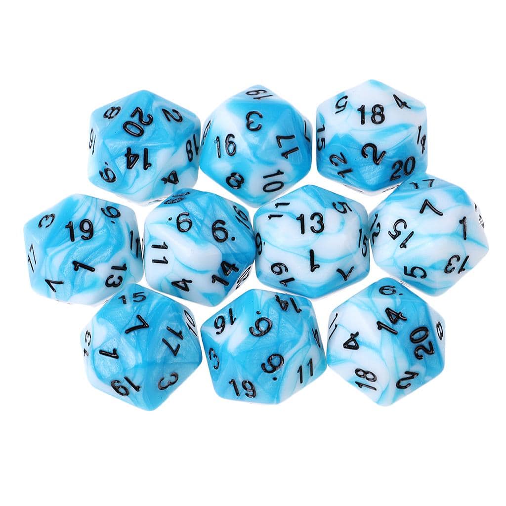 10pcs 20 Sided D20 Dice Polyhedral Dices Numbers Dials Desktop for D&D Games 16mm DND RPG MTG Dice Family Party Kids Game House - The Adventurer's Chest