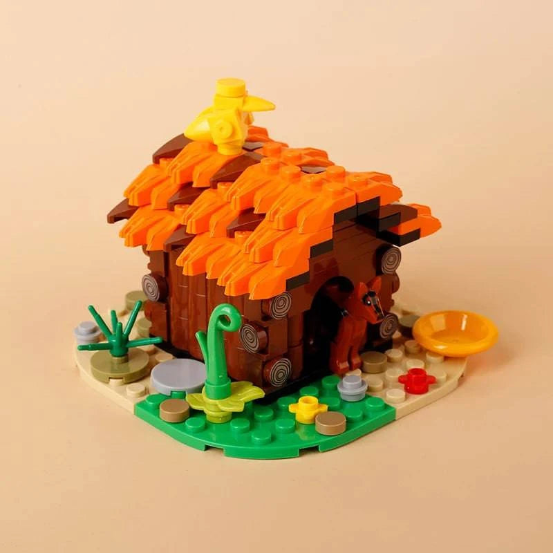 MOC Building Blocks Medieval Town with Bee Farm, Fountain, Bonfire, and Water Wall - Creative Brick Toy Set