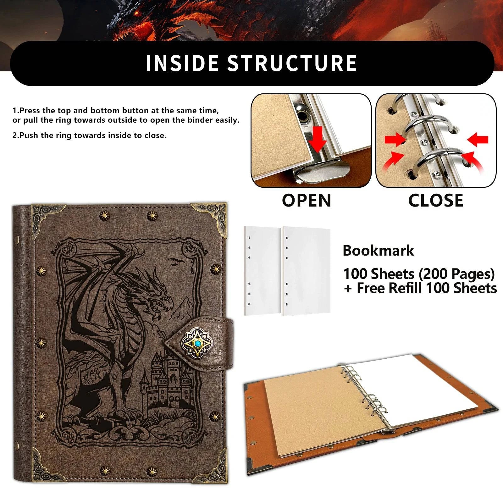 Dragon-Embossed Compass Journal for Dungeons & Dragons - Perfect Gift for RPG Enthusiasts - The Adventurer's Chest