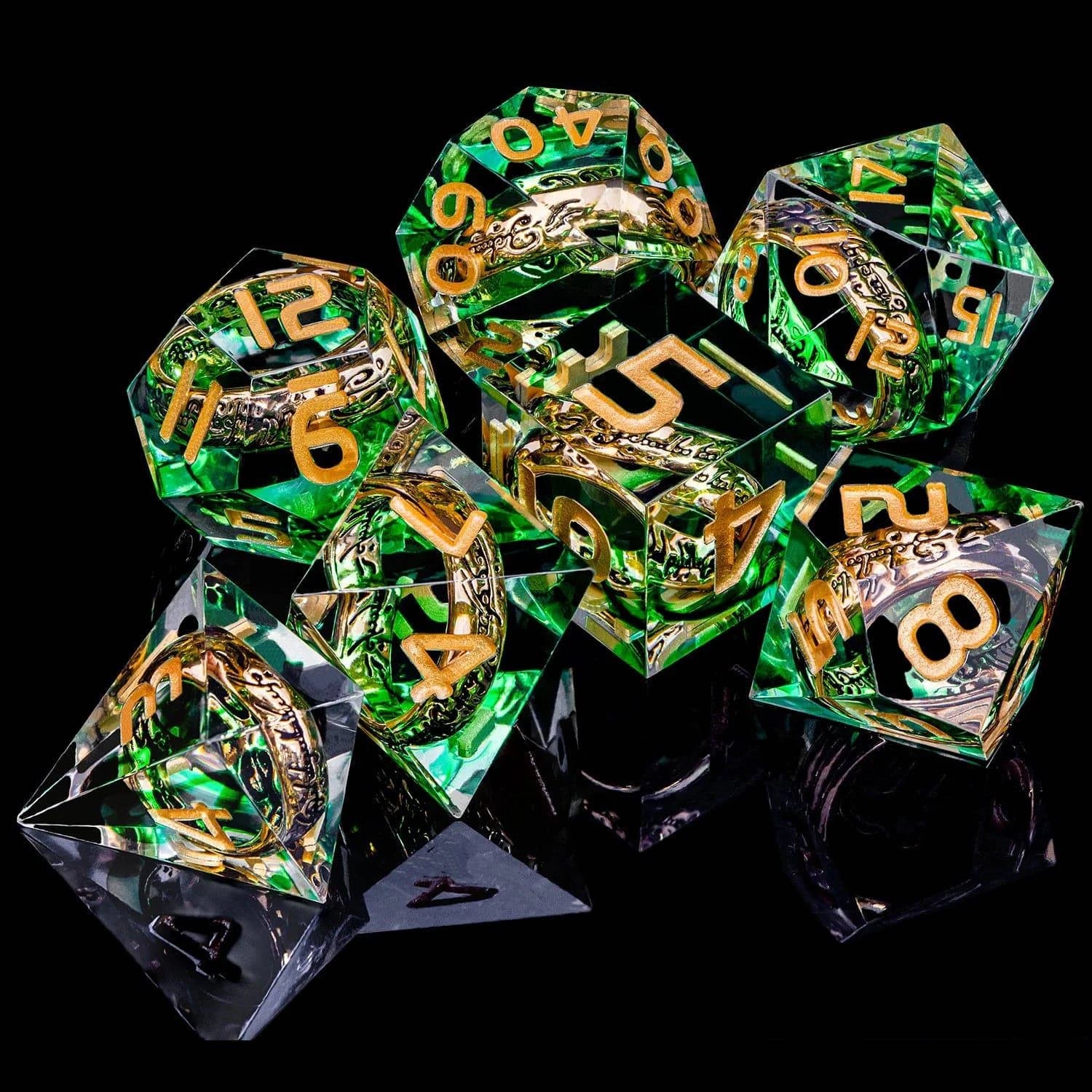 D&D Liquid Flow Core Dice & Liquid Activity Eye & Ring Sharp Edge D and D  Dungeon and Dragon Pathfinder Role Playing Games Dice - The Adventurer's Chest