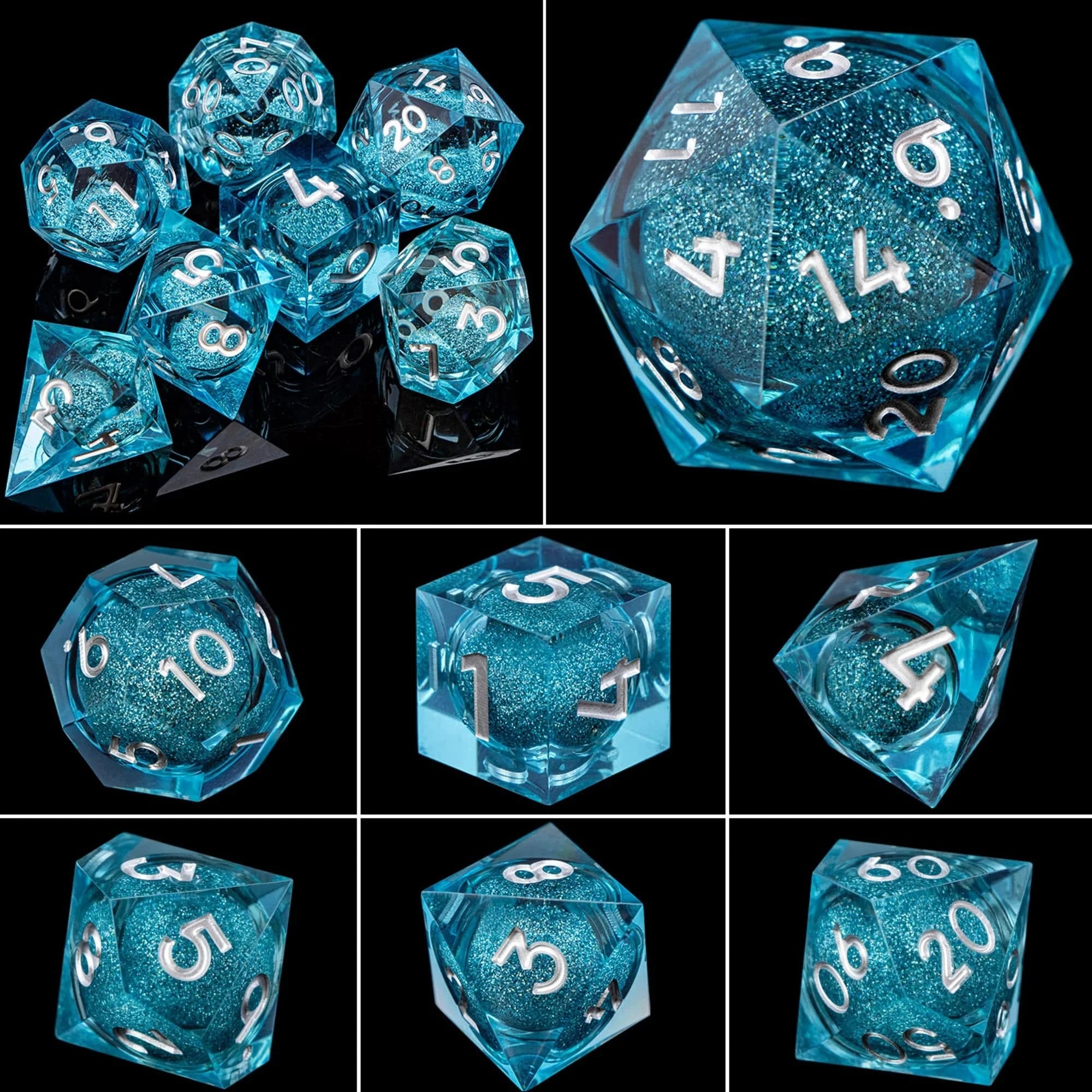 D&D Liquid Flow Core Dice & Liquid Activity Eye & Ring Sharp Edge D and D  Dungeon and Dragon Pathfinder Role Playing Games Dice - The Adventurer's Chest