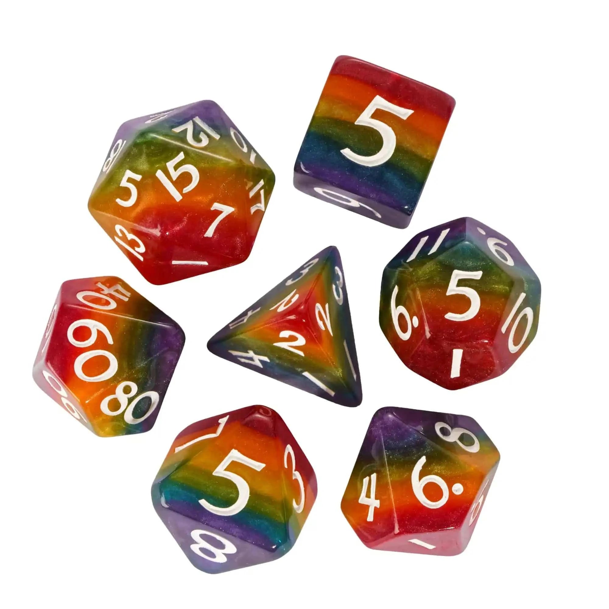 Cusdie New Big Font DnD Dice Set 7Pcs Cut Angle Glitter D&D Dice Resin D4-D20 Polyhedral Dice for Role Playing Game Board Games - The Adventurer's Chest