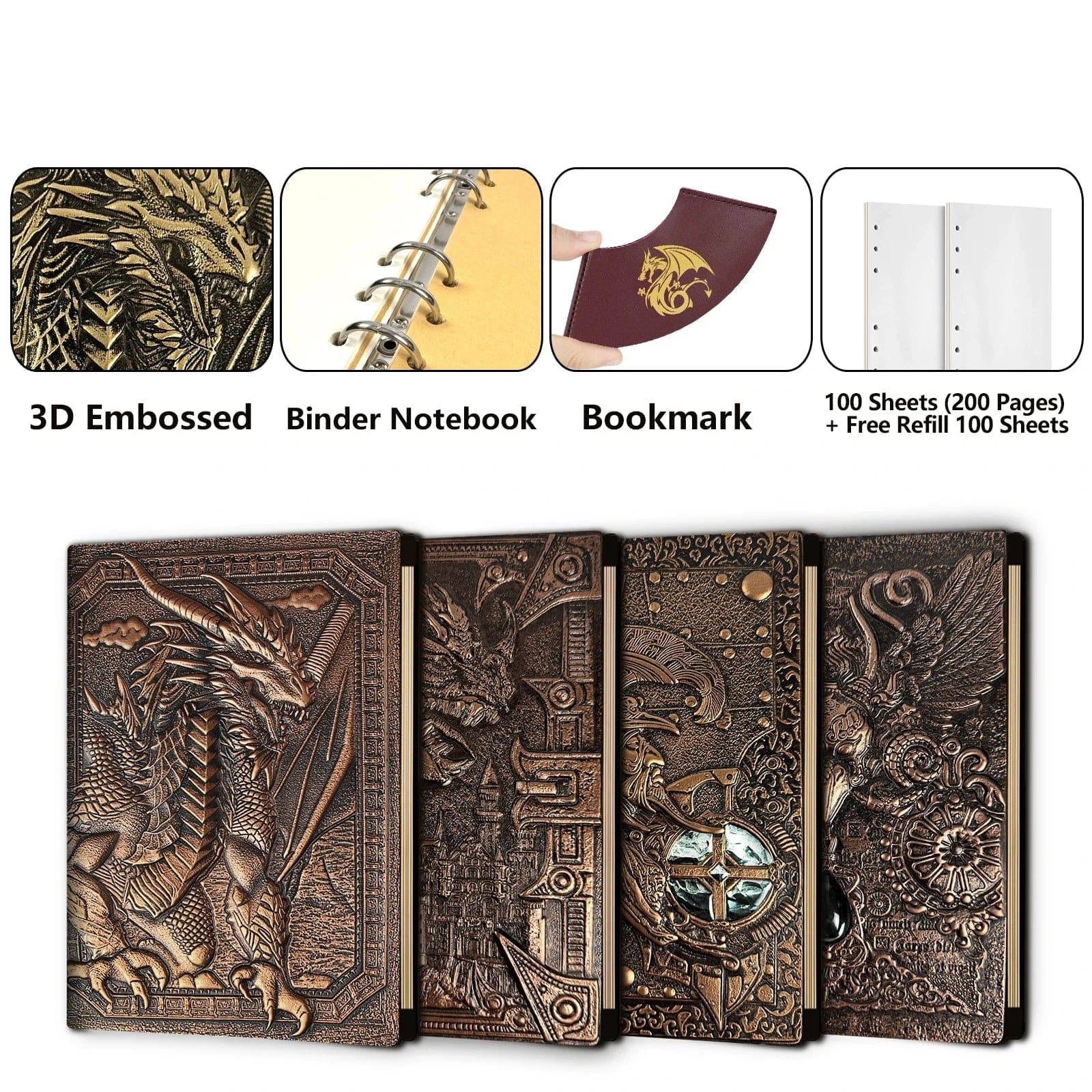 3D Embossed Refillable DND Journal with 400 Pages - Perfect for Dungeons and Dragons Accessories and Role Playing - The Adventurer's Chest