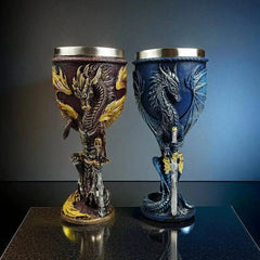 200ml 3D Dragon-Themed Stainless Steel & Resin Goblet Chalice for Wine, Beer, and Coffee - Perfect Gift for Dungeons & Dragons Fans