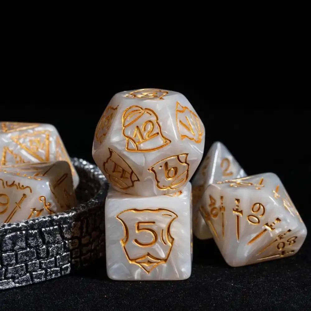 25mm Big Size DnD Dice Set with Shield Sword Pattern 7Pcs/Set High Quality Polyhedral Dice D4~D20 for D&D Role Playing Games - The Adventurer's Chest