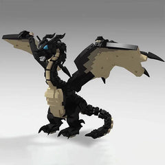 Black Dragon Building Kit with Articulated Wings and Tail - 704 Piece Set for Imaginative Castle Adventures