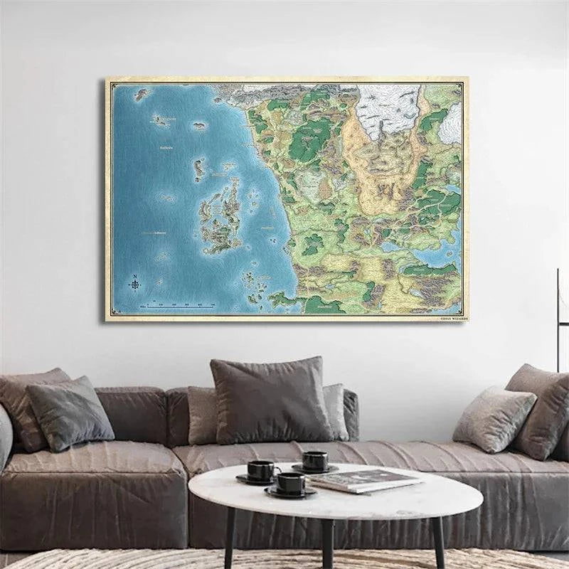 Forgotten Realms Dungeons & Dragons Canvas Map Art Print - HD Wall Decor for Gaming Enthusiasts