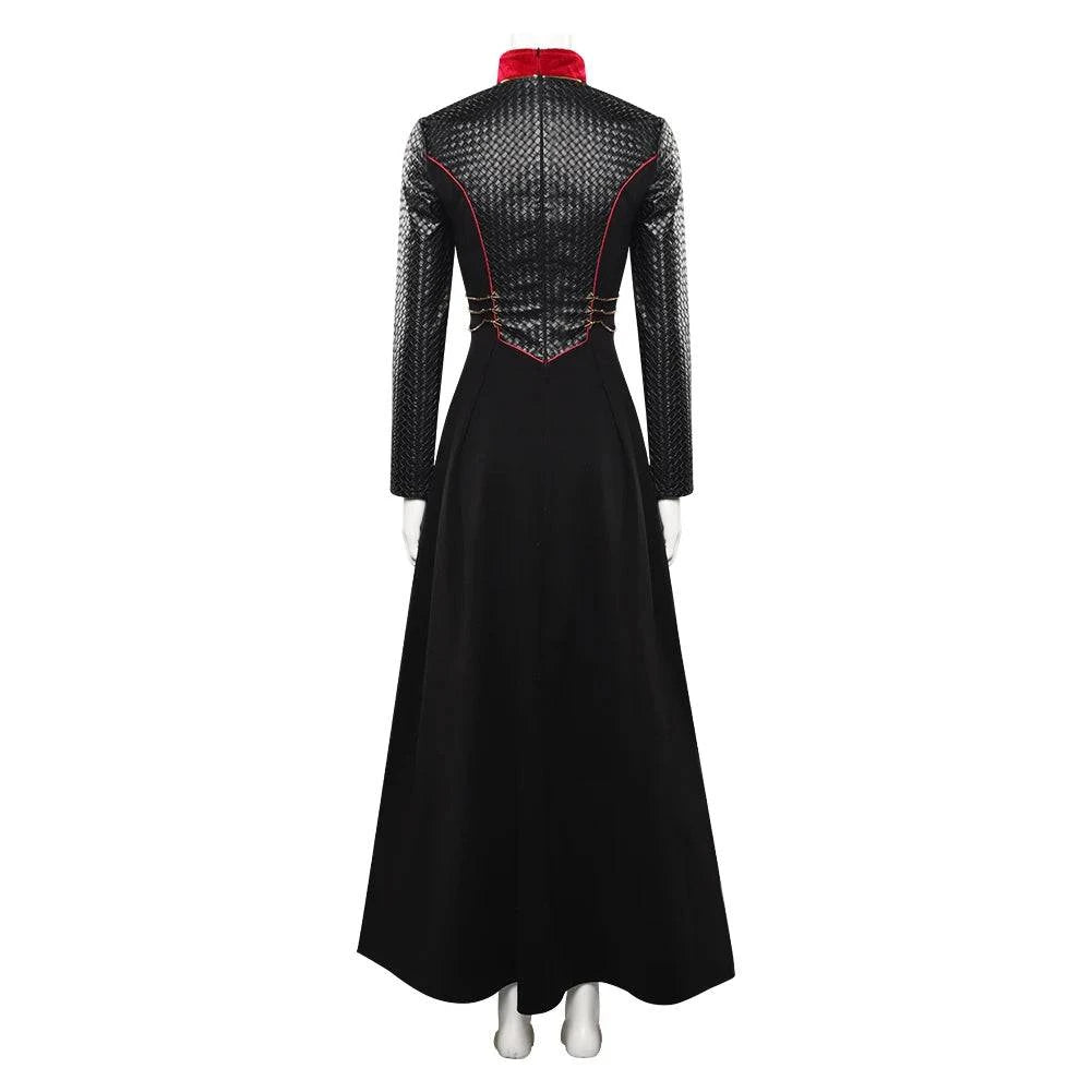 Rhaenyra Targaryen Fantasy Cosplay Costume for Women - Black PU Dress and Cloak for Roleplay and Parties