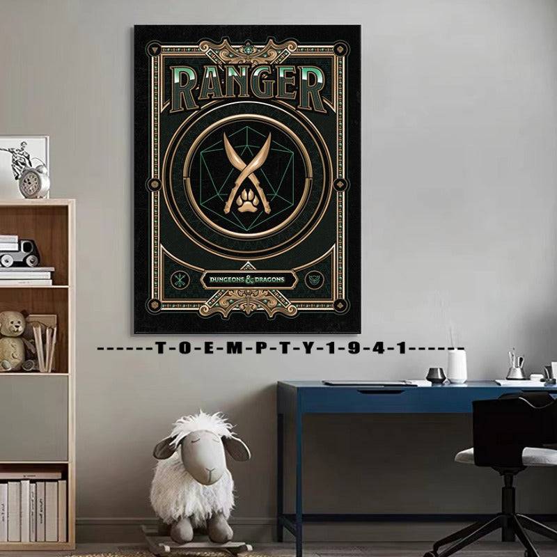 Dungeons and Dragons Class Symbols Canvas Art Print for Gaming Room Decor