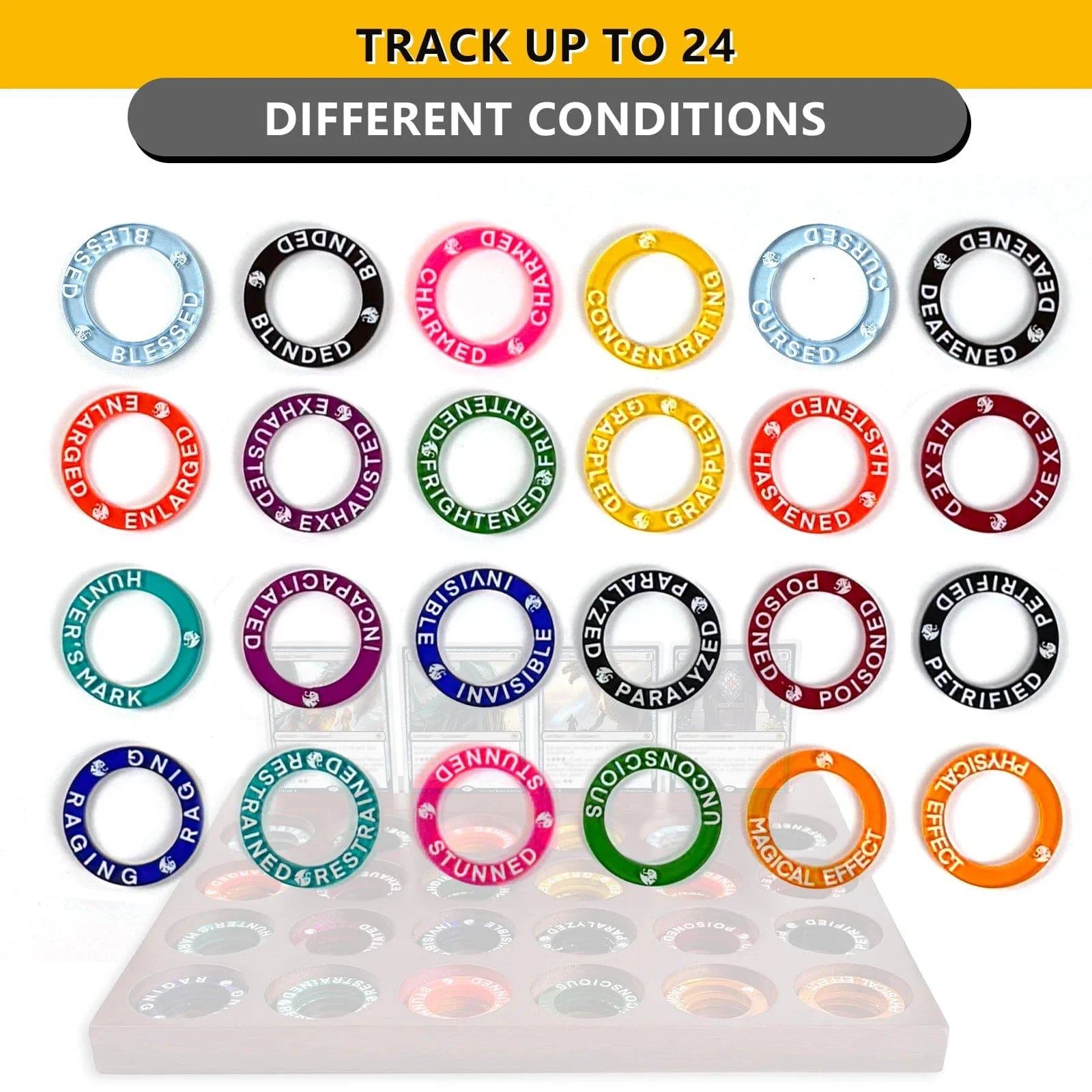 Dungeons and Dragons Status Effect Tracking Rings - 96 Customizable Markers for Enhanced Gameplay