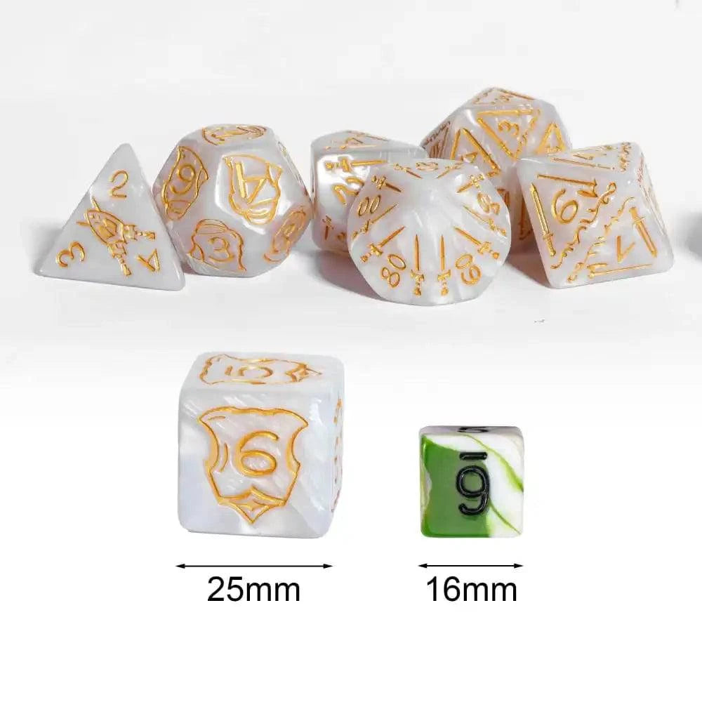 25mm Big Size DnD Dice Set with Shield Sword Pattern 7Pcs/Set High Quality Polyhedral Dice D4~D20 for D&D Role Playing Games - The Adventurer's Chest