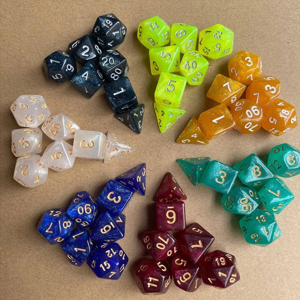 105/70/49/21/7Pcs Starry Sky DND Dice Set Galaxy Polyhedral D&D D4 D6 D8 D10 D12 D20 Random Multi Colored Table Game  RPG - The Adventurer's Chest