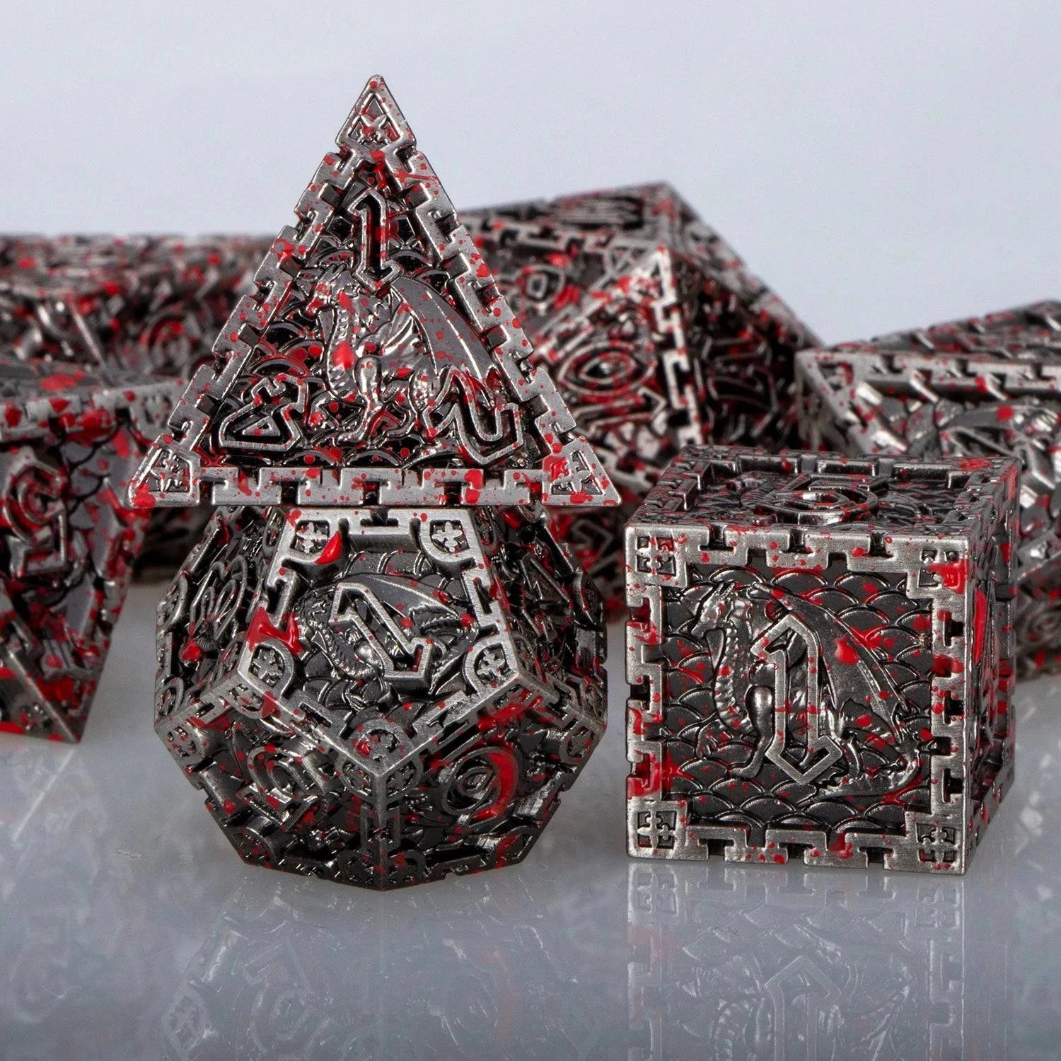 D&D Dungeon and Dragon DND D20 Dice Set Role Playing Game Metal Polyhedral Dice Set for RPG Board Games D20 D12 D10 D8 D6 D4 - The Adventurer's Chest