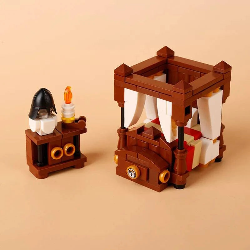 Medieval Castle Building Blocks Set with Kitchen, Bedroom, Dining Room, and Soldier Figures - Creative Assembly Toy