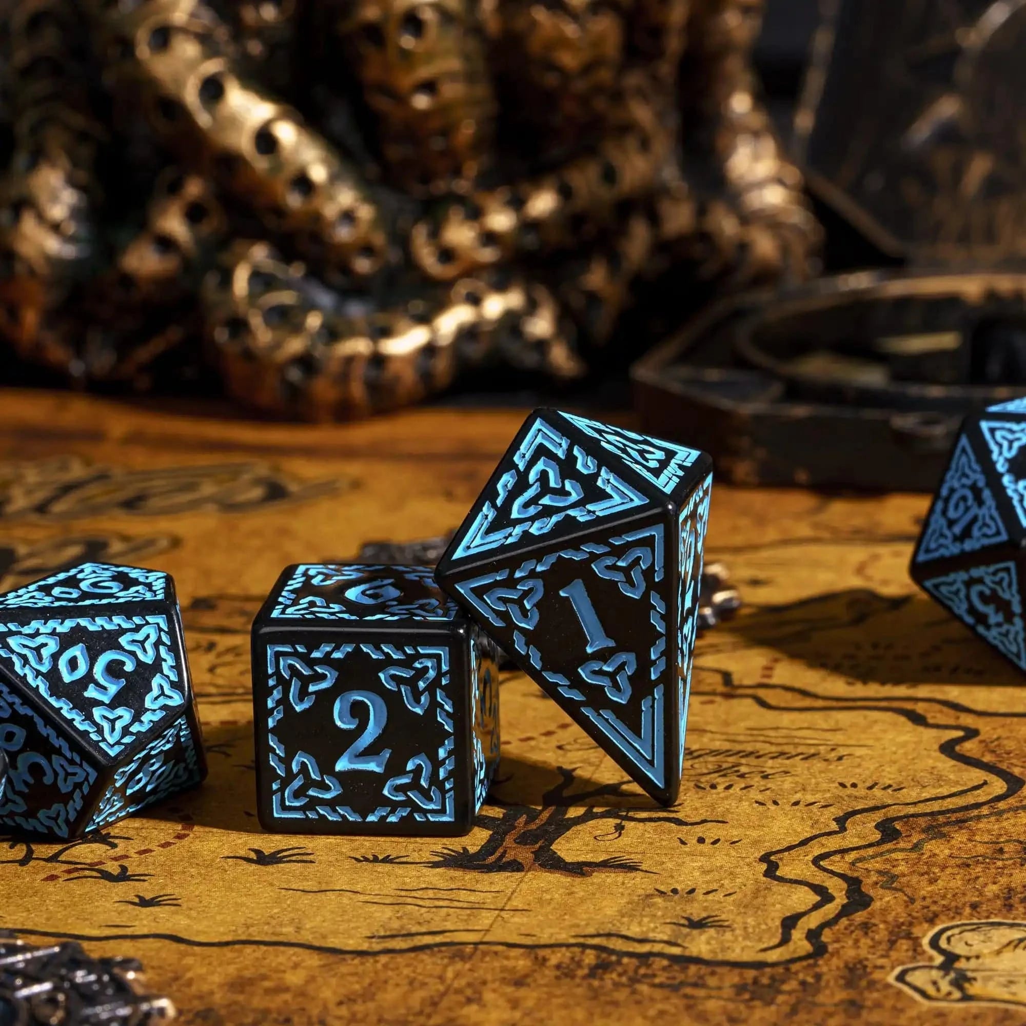 DND Celtic Knot Dice with Unique D4 7Pcs/Set New Pattern D4- D20 Polyhedral Dice for Role Playing Board Game D&D Tabletop Games - The Adventurer's Chest