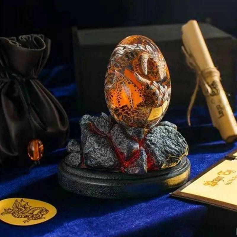 Luminous Dragon Egg: Enchanted Lava Dinosaur Resin Sculpture for Adventurers and Collectors - The Adventurer's Chest