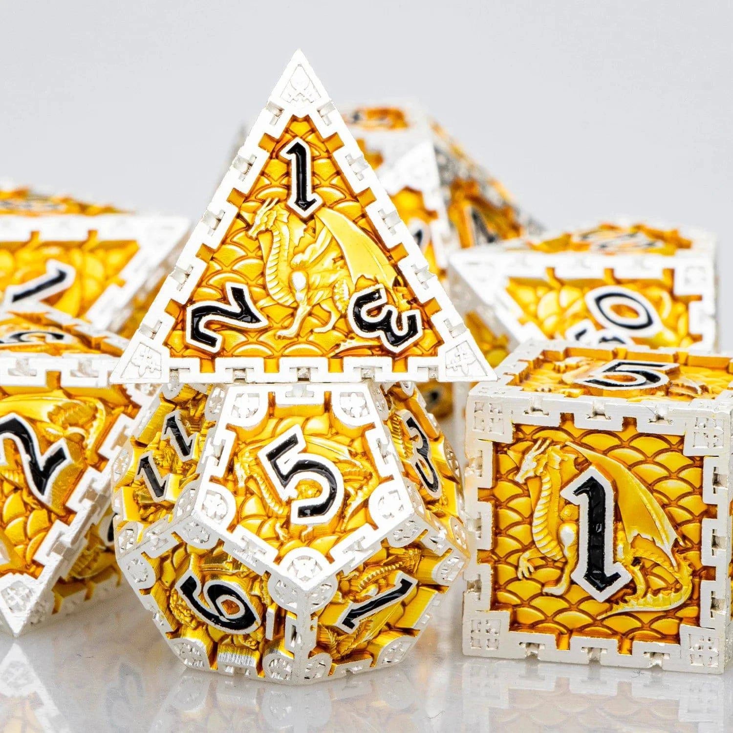 D&D Dungeon and Dragon DND D20 Dice Set Role Playing Game Metal Polyhedral Dice Set for RPG Board Games D20 D12 D10 D8 D6 D4 - The Adventurer's Chest