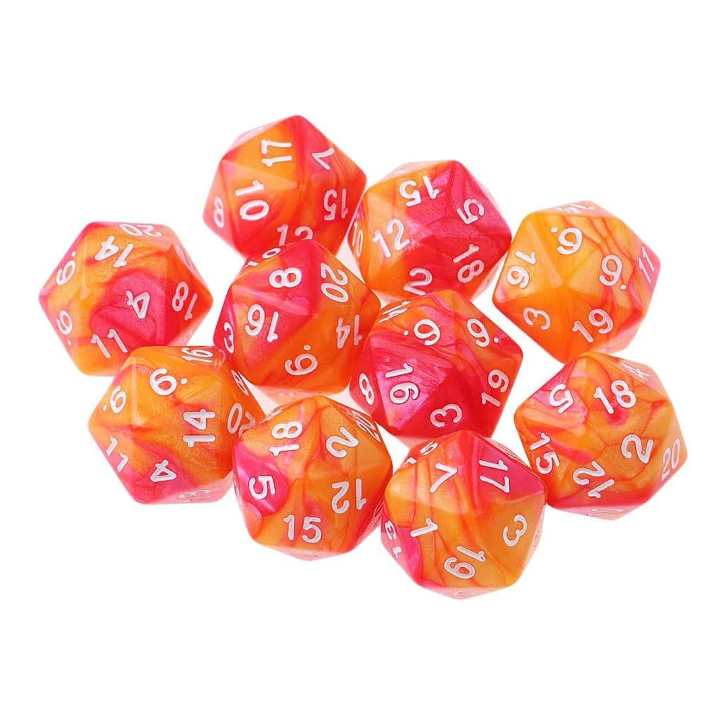 10pcs 20 Sided D20 Dice Polyhedral Dices Numbers Dials Desktop for D&D Games 16mm DND RPG MTG Dice Family Party Kids Game House - The Adventurer's Chest