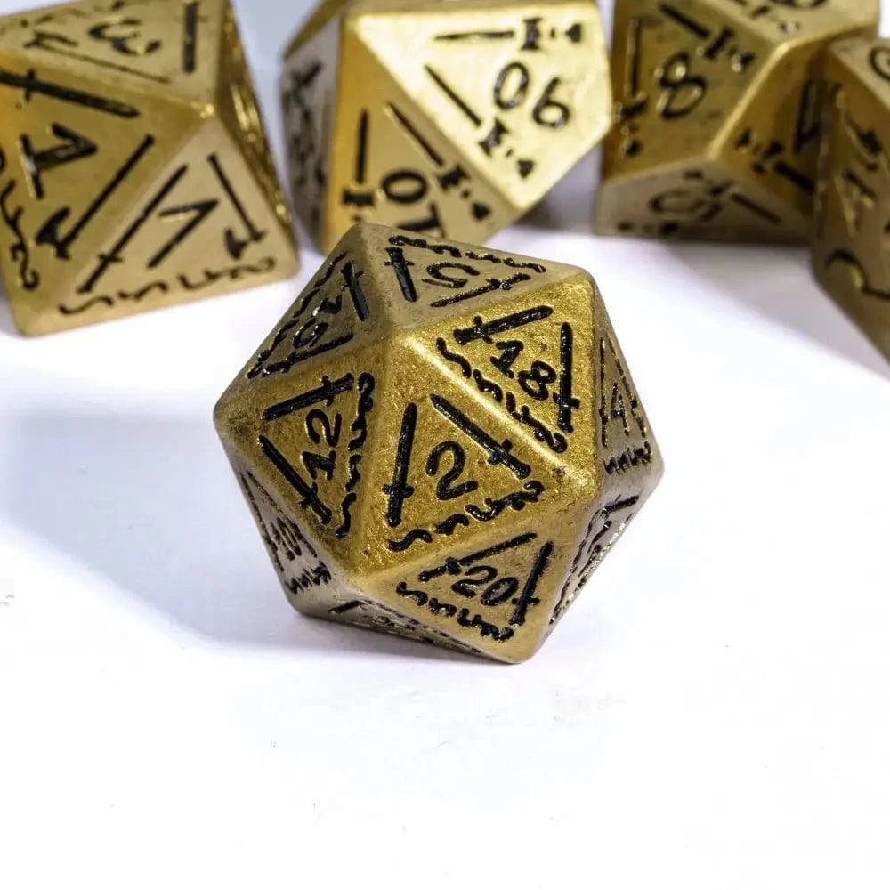 Cusdie Retro Style DND Dices with Shield Sword Resin D&D Dice D4-D20 Polyhedral Game Dice Set for Role Playing Board Games - The Adventurer's Chest