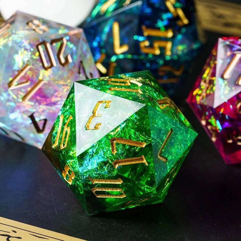 33mm D20 Dice Rainbow Film Dice for Role Playing Game Single D20 Polyhedral RPG Dice, D & D, Bar, Pub, Party Accessories - The Adventurer's Chest