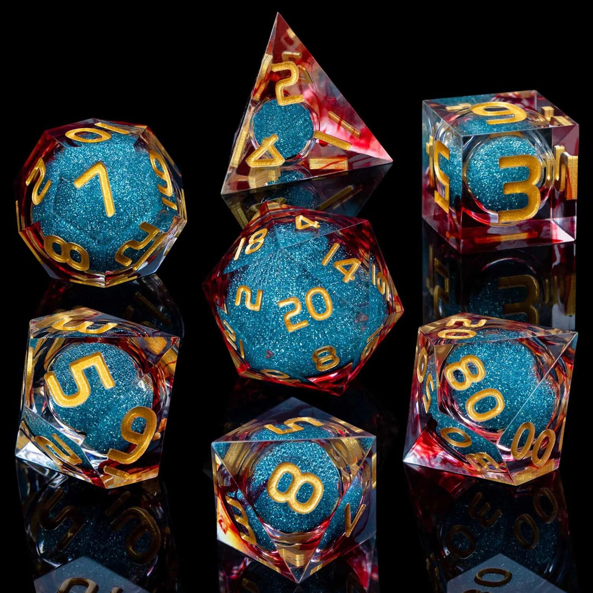 D&D Liquid Flow Core Dice & Liquid Activity Eye & Ring Sharp Edge D and D  Dungeon and Dragon Pathfinder Role Playing Games Dice - The Adventurer's Chest