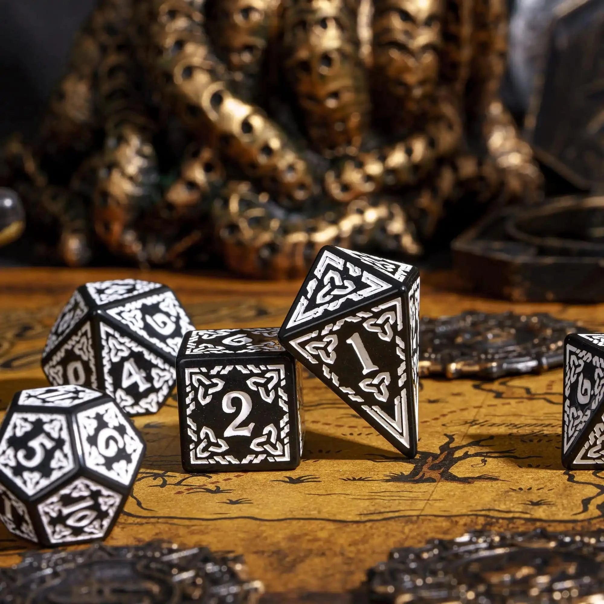 DND Celtic Knot Dice with Unique D4 7Pcs/Set New Pattern D4- D20 Polyhedral Dice for Role Playing Board Game D&D Tabletop Games - The Adventurer's Chest