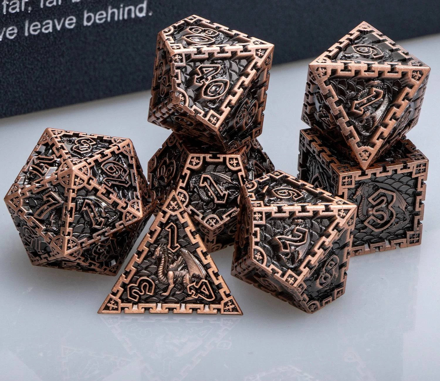 D&D Dungeon and Dragon DND D20 Dice Set Role Playing Game Metal Polyhedral Dice Set for RPG Board Games D20 D12 D10 D8 D6 D4 - The Adventurer's Chest