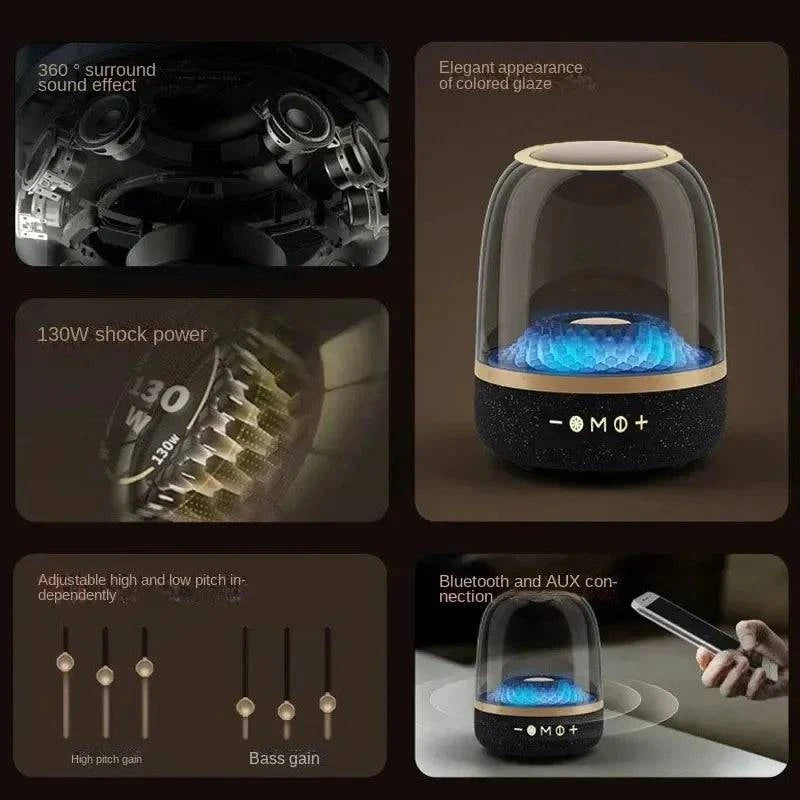 Elegant Bluetooth Desktop Speaker with 5 Sound Units, HIFI Stereo Surround, Powerful Subwoofer, and Enchanting LED Light Effects