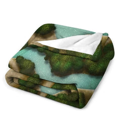 Cozy Forest Trails and Stream Battle Map Throw Blanket - Cute Plaid Design for RPG Enthusiasts - The Adventurer's Chest