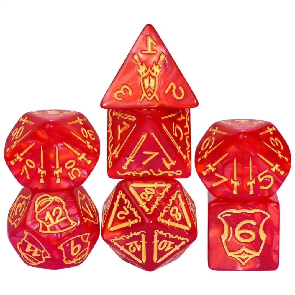 25mm Big Size DnD Dice Set with Shield Sword Pattern 7Pcs/Set High Quality Polyhedral Dice D4~D20 for D&D Role Playing Games - The Adventurer's Chest