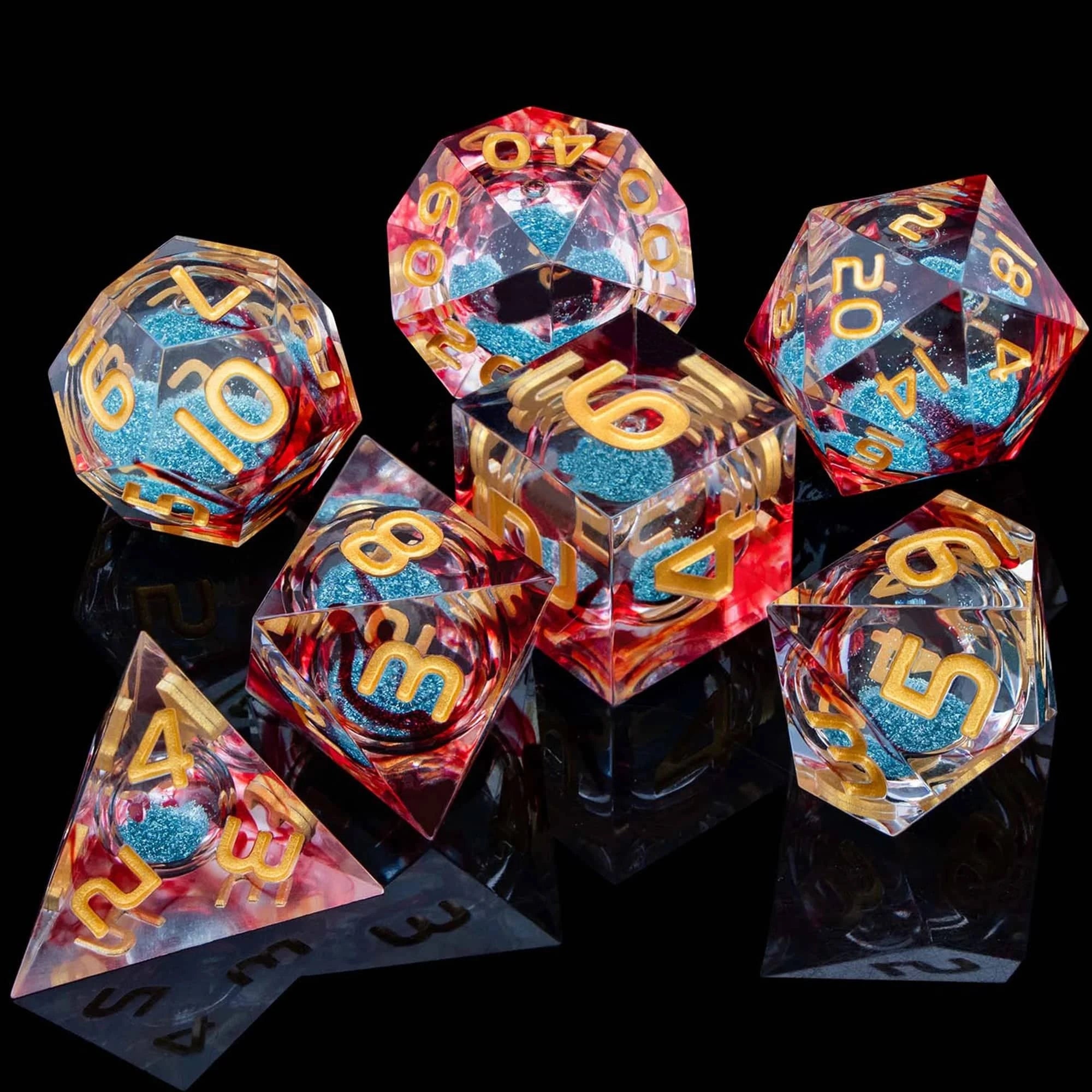 D&D Liquid Flow Core Dice & Liquid Activity Eye & Ring Sharp Edge D and D  Dungeon and Dragon Pathfinder Role Playing Games Dice - The Adventurer's Chest