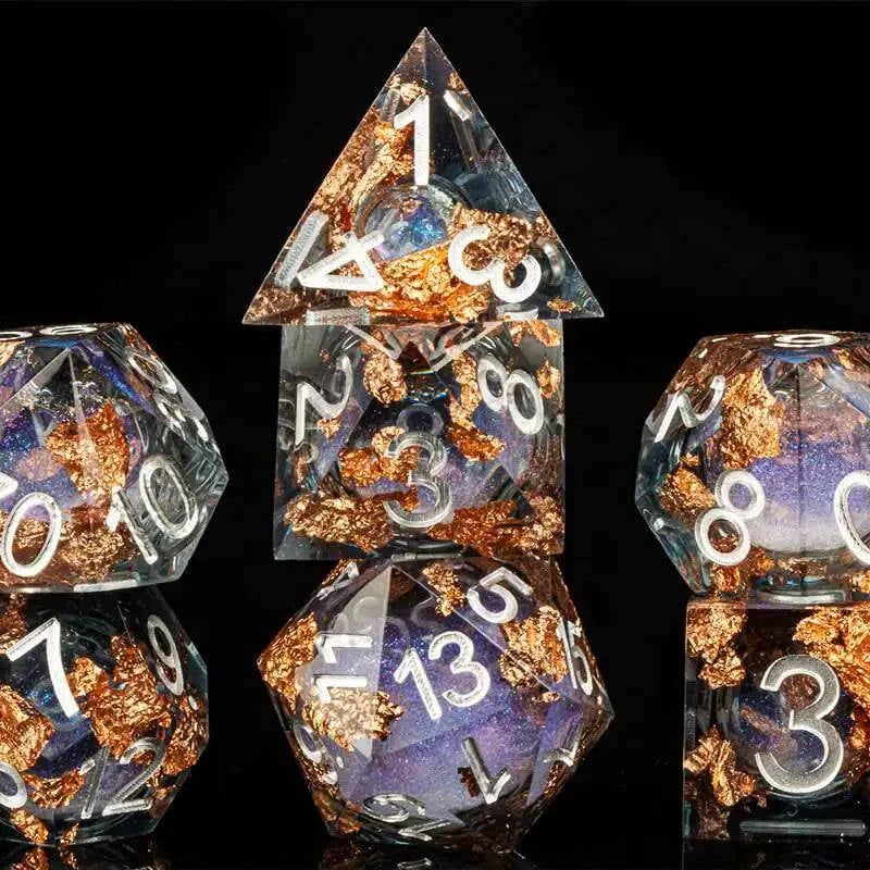 7 Dice Set Dnd Resin Dice For Dungeons and DragonsResin sharp edge dice Liquid Core D&D Polyhedral Dice Gift - The Adventurer's Chest