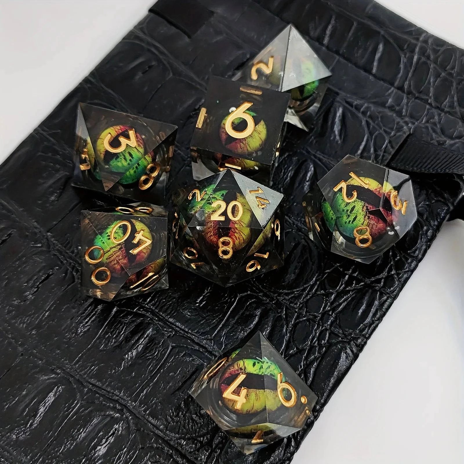 7PCS/Set Dnd Liquid Flow Eye Dice Set Ring Sharp Edge Polyhedral Dungeon and Dragon Pathfinder Role Playing Board Game D&D Dice - The Adventurer's Chest