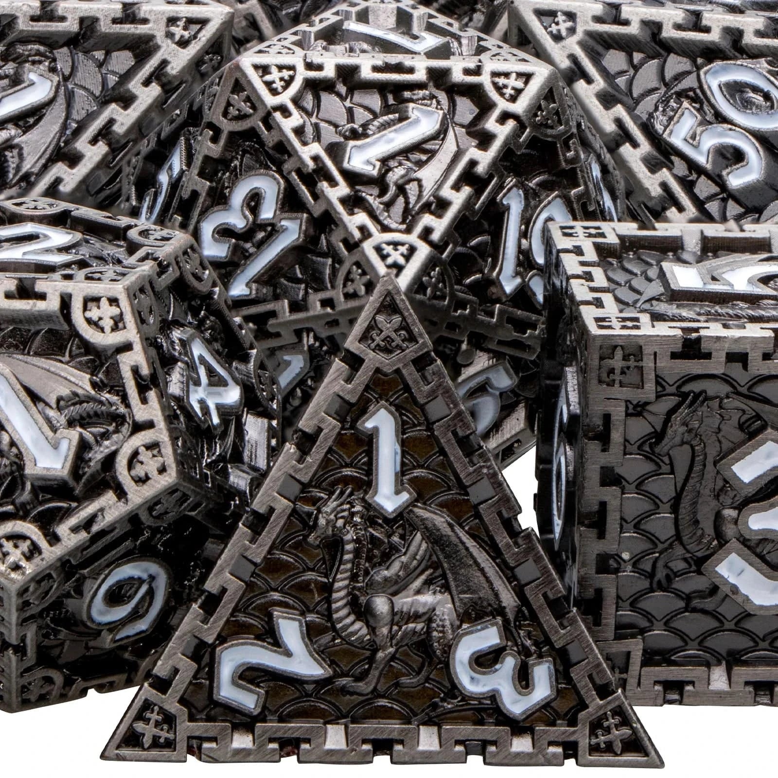 DND Metal Dice Set for Dungeon and Dragon Pathfinder RPG 6 Sided Polyhedral D&D Dice Role Playing Dice D20 D12 D10 D8 D6 D4 - The Adventurer's Chest