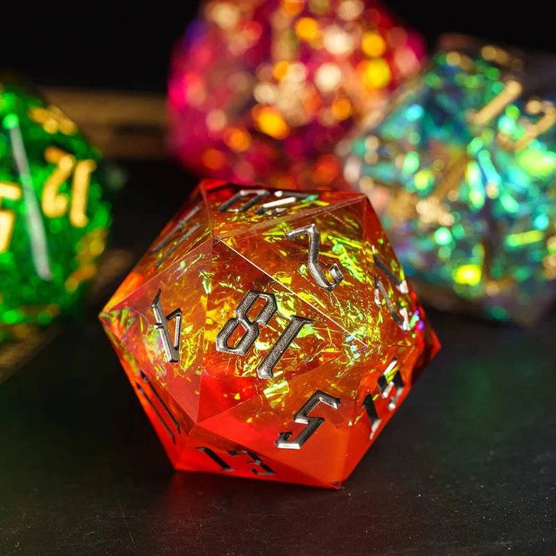 33mm D20 Dice Rainbow Film Dice for Role Playing Game Single D20 Polyhedral RPG Dice, D & D, Bar, Pub, Party Accessories - The Adventurer's Chest