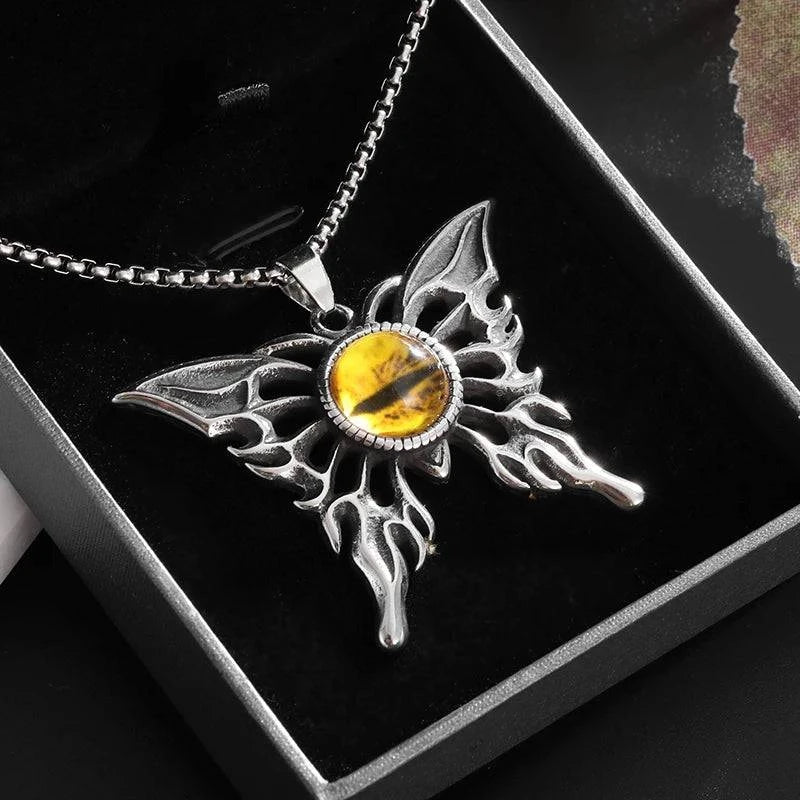 Enchanted Eye of Protection Necklace - Silver Butterfly Amulet for Adventurers and Guardians - The Adventurer's Chest