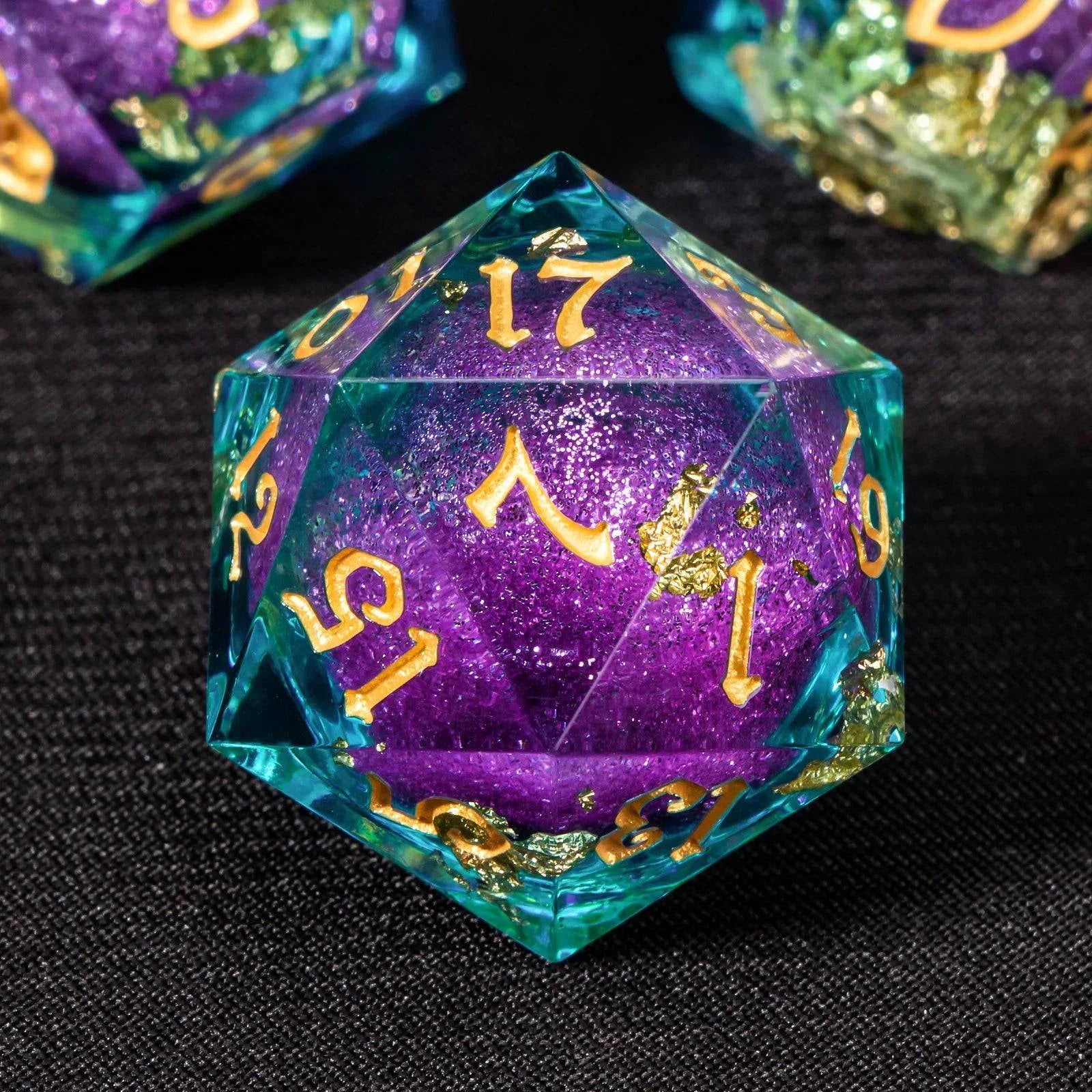 DnD Liquid Core Resin Dice for Dungeons and Dragons, Sharp Edge Resin Dice Polyhedral Dice Gift, D&D Dice RPG Dice, D20 Dice - The Adventurer's Chest