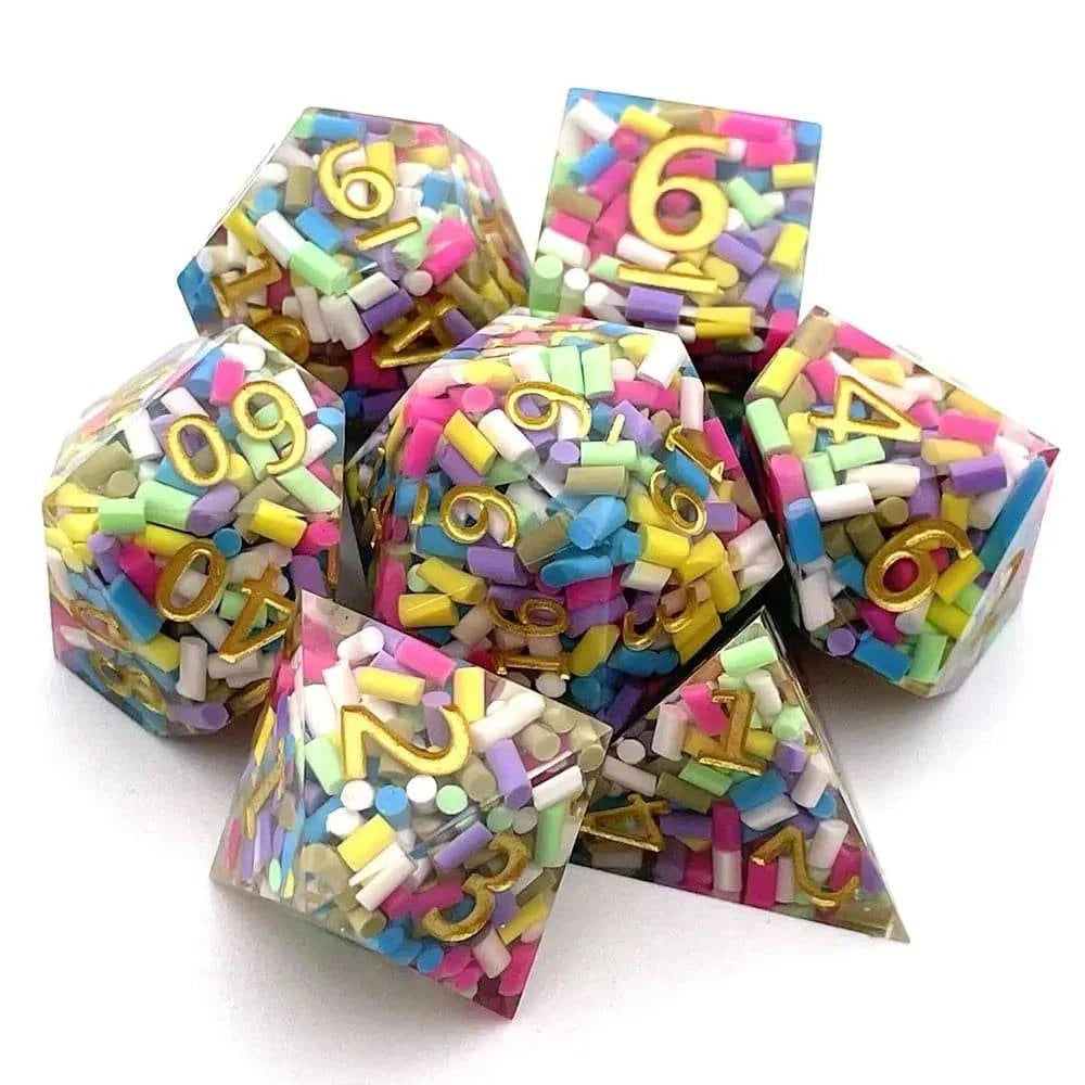 7Pcs Polyhedral Resin Dice Set Dices Table Games Accessory D6 D8 D10 D12 D20 For D&d DND - The Adventurer's Chest