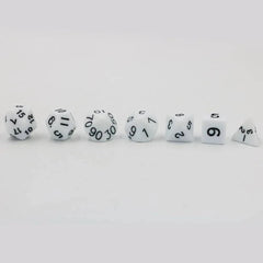 7pcs/lot White Dice Set Entertainment Party Board Game Polyhedral Dice D4 D6 D8 D10 D12 D% D20 Table Game Acrylic Digital Dice - The Adventurer's Chest