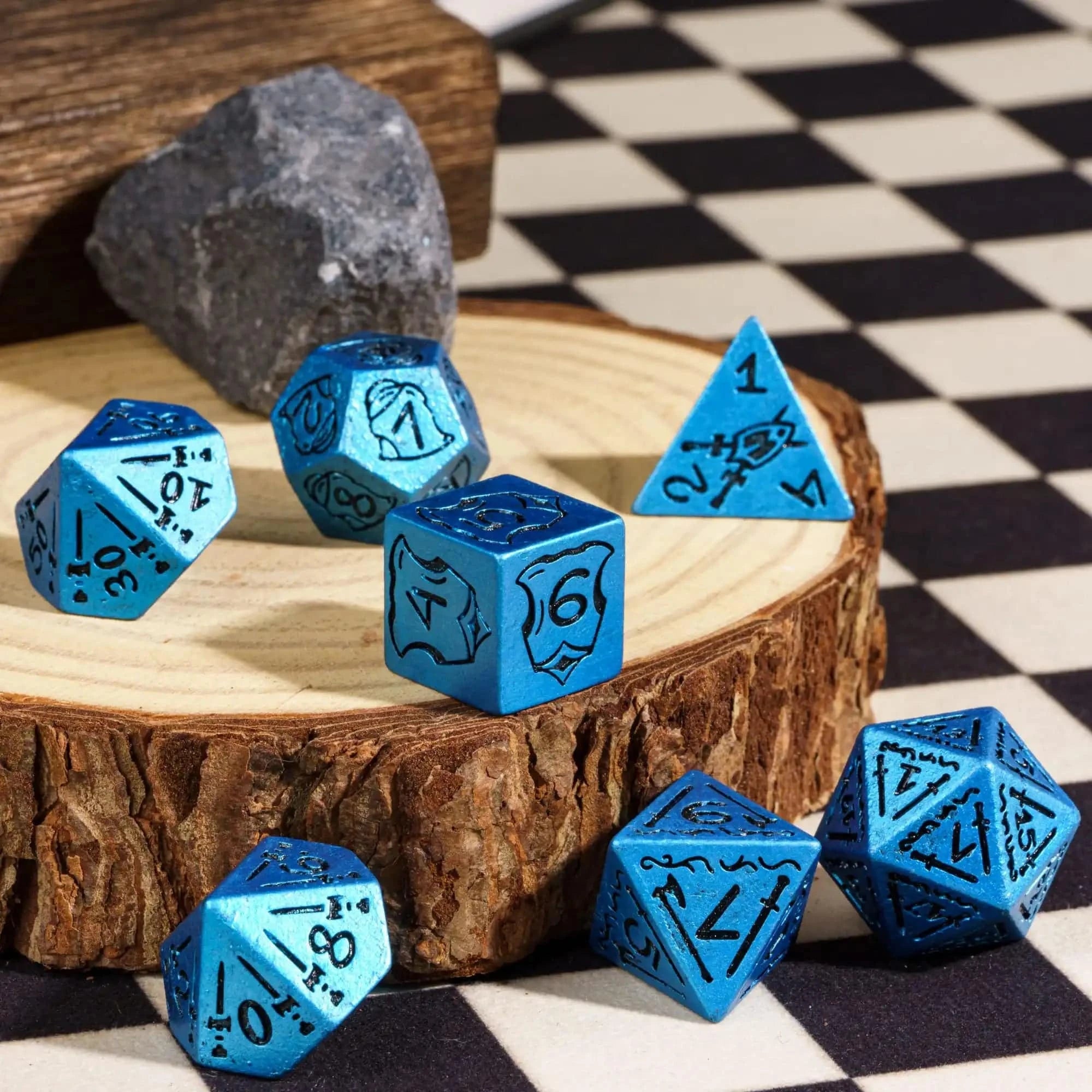 Cusdie Retro Style DND Dices with Shield Sword Resin D&D Dice D4-D20 Polyhedral Game Dice Set for Role Playing Board Games - The Adventurer's Chest