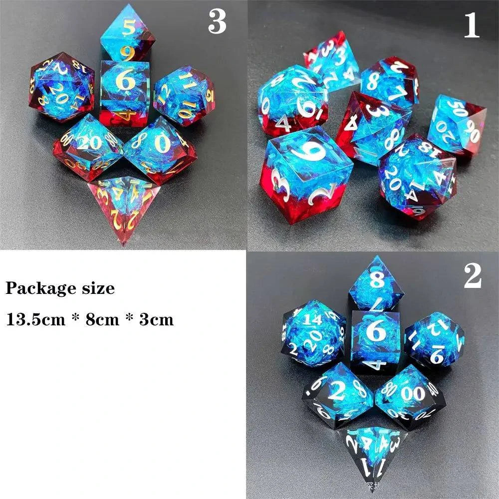 7Pcs Flowers Design Polyhedral Dice Set Transparent Resin Dices Hot Party Table Games Accessories D6 D8 D10 D12 D20 For D&d DND - The Adventurer's Chest