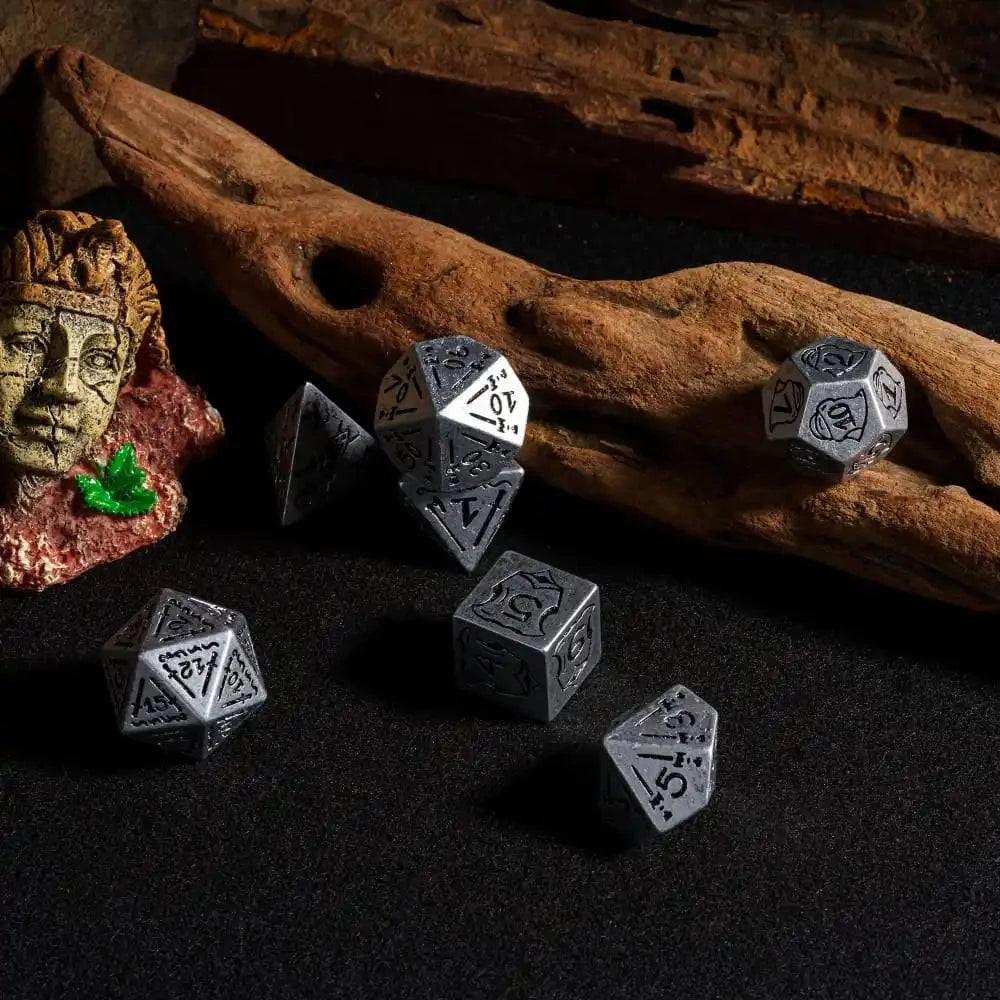 Cusdie Retro Style DND Dices with Shield Sword Resin D&D Dice D4-D20 Polyhedral Game Dice Set for Role Playing Board Games - The Adventurer's Chest