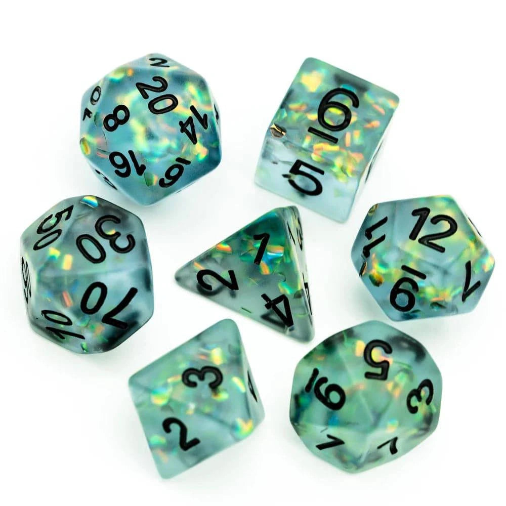 Cusdie Frosted Resin Dice Set 7Pcs Polyhedral Games Dice D4 D6 D8 D10 D% D12 D20 D&D Dice Set for Role Playing Game RPG - The Adventurer's Chest