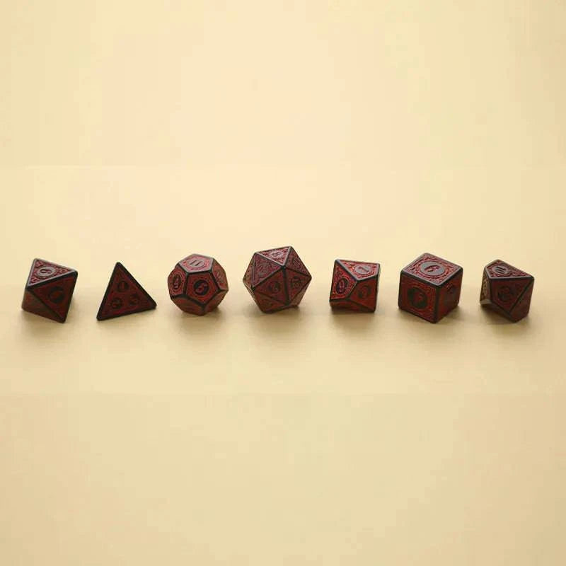 7Pcs/Set Polyhedral Antique Carved Pattern Dice D4 D6 D8 D10 D% D12 D20 DND RPG Digital Table Game - The Adventurer's Chest