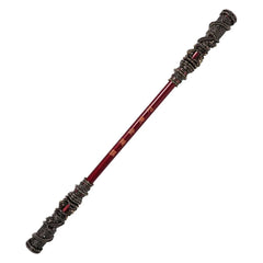 35CM Black Mythical Wukong Cosplay Staff - Metal Craft Model with Hollow Gold Hoops for Halloween Props & Gifts